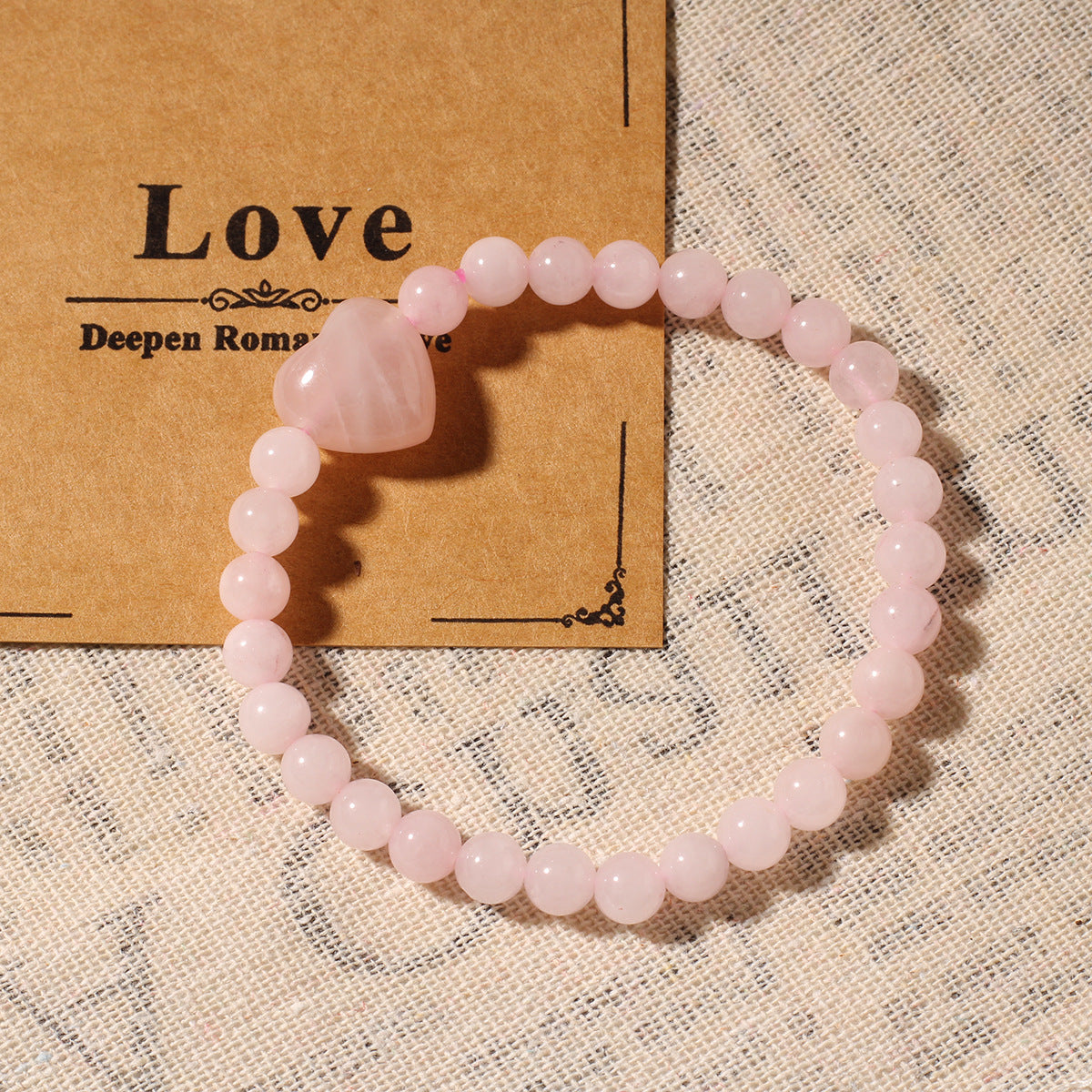 Pink Heart Shape Natural Stone Bracelet, 1 Piece, Perfect For Valentine's Day Gift