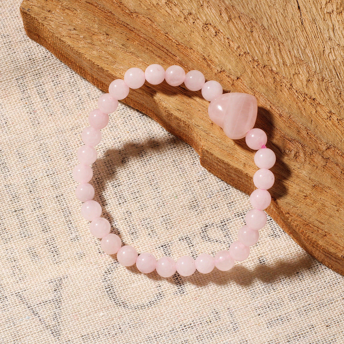 Pink Heart Shape Natural Stone Bracelet, 1 Piece, Perfect For Valentine's Day Gift