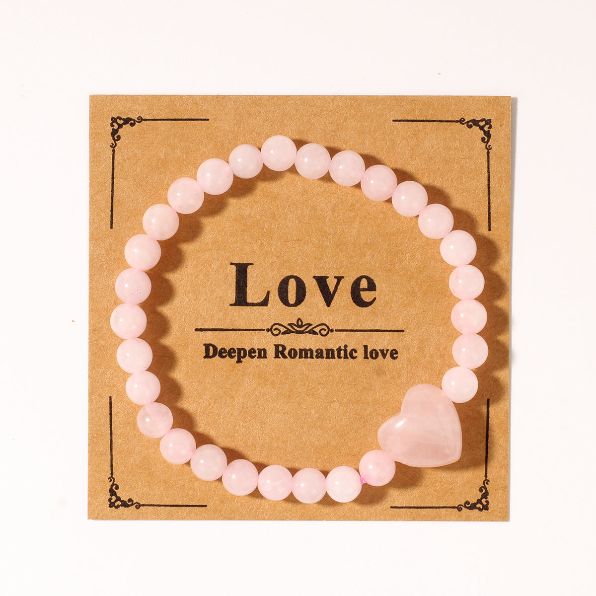 Pink Heart Shape Natural Stone Bracelet, 1 Piece, Perfect For Valentine's Day Gift
