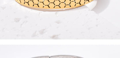 Wide Bracelet For Bangle Made Of Titanium Steel Featuring A Golden Finish
