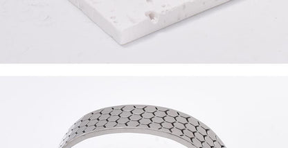 Wide Bracelet For Bangle Made Of Titanium Steel Featuring A Golden Finish