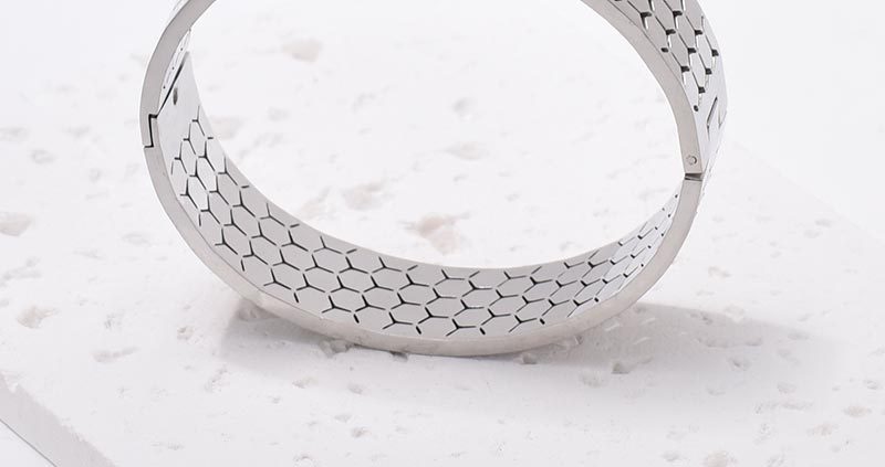 Wide Bracelet For Bangle Made Of Titanium Steel Featuring A Golden Finish