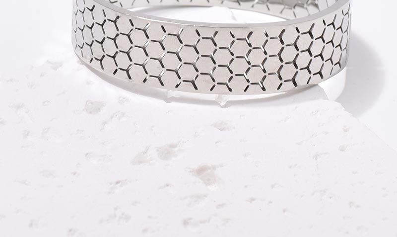 Wide Bracelet For Bangle Made Of Titanium Steel Featuring A Golden Finish