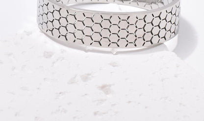 Wide Bracelet For Bangle Made Of Titanium Steel Featuring A Golden Finish