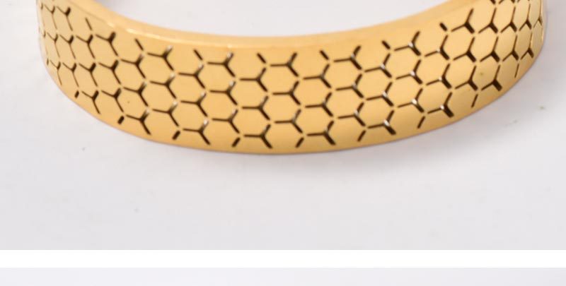 Wide Bracelet For Bangle Made Of Titanium Steel Featuring A Golden Finish