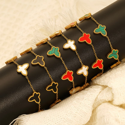 Butterfly Bracelet For Women In Golden Titanium Steel