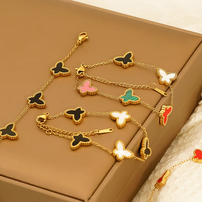 Butterfly Bracelet For Women In Golden Titanium Steel