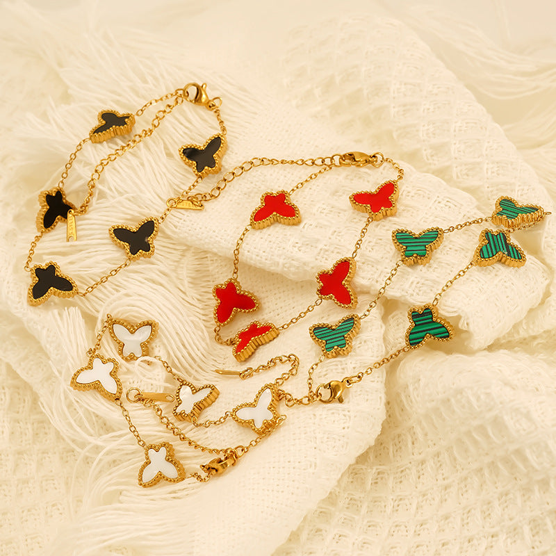 Butterfly Bracelet For Women In Golden Titanium Steel
