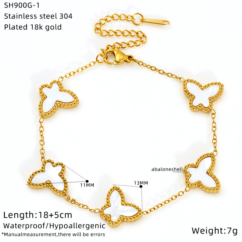 Butterfly Bracelet For Women In Golden Titanium Steel