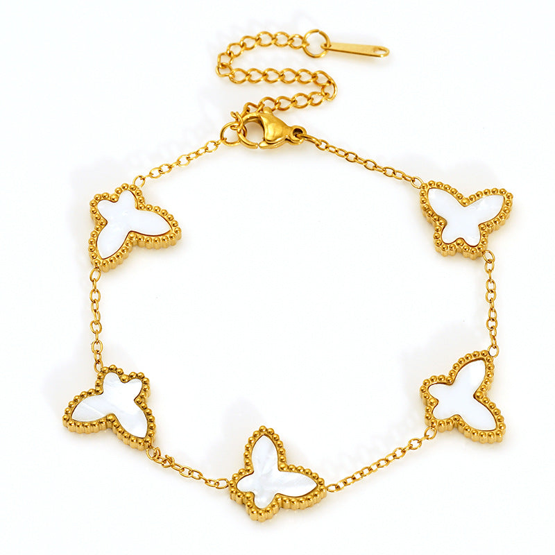 Butterfly Bracelet For Women In Golden Titanium Steel