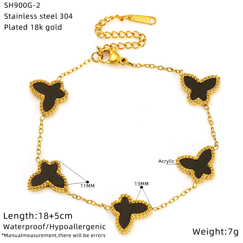 Butterfly Bracelet For Women In Golden Titanium Steel