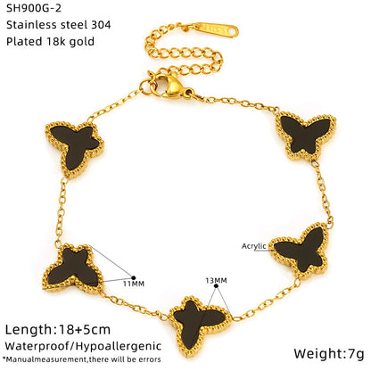 Butterfly Bracelet For Women In Golden Titanium Steel