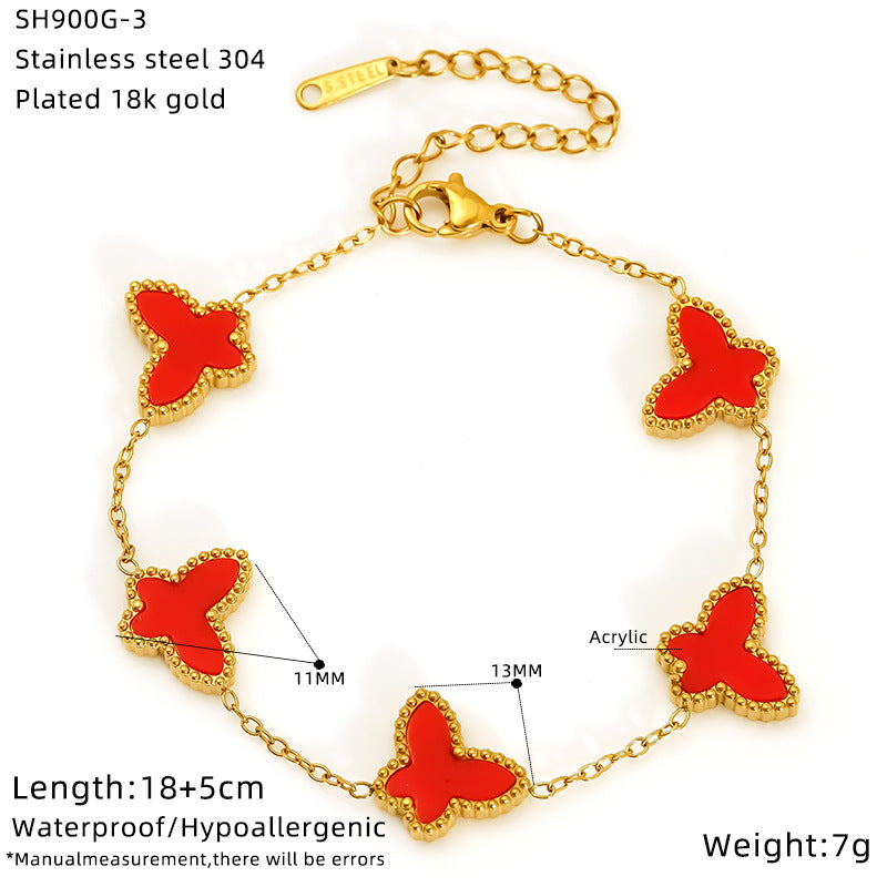 Butterfly Bracelet For Women In Golden Titanium Steel