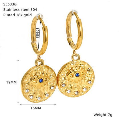 Devil's Eye Earrings For Stylish Look Made Of Durable 304 Stainless Steel In Steel Color