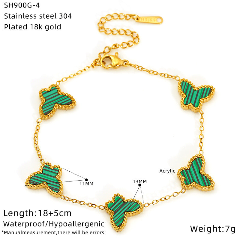 Butterfly Bracelet For Women In Golden Titanium Steel