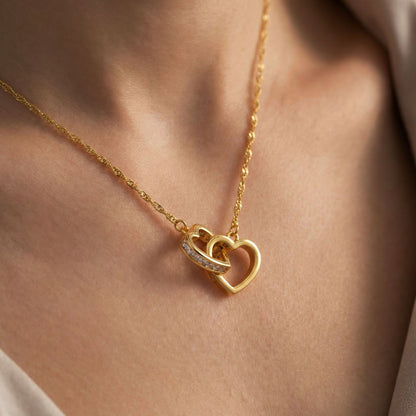 Sweet Asymmetrical Heart Shape Necklace For Women In Titanium Steel With Rhinestones Inlay