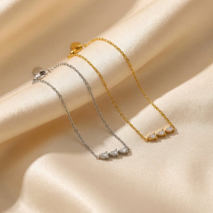Water Droplets Bracelet For Women In 304 Stainless Steel With 18K Real Gold Plated Finish And Zircon Inlay On Cable Chain