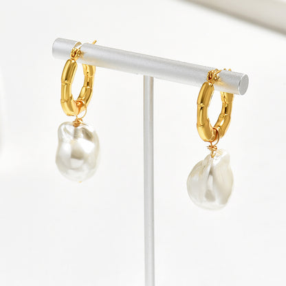 Geometric Asymmetrical Drop Earrings For Women In 201 Stainless Steel With Plastic Inlay