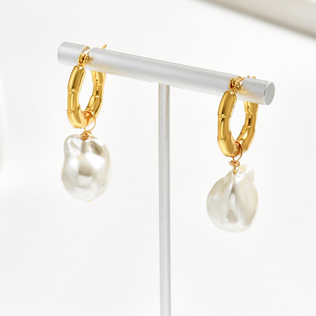 Geometric Asymmetrical Drop Earrings For Women In 201 Stainless Steel With Plastic Inlay