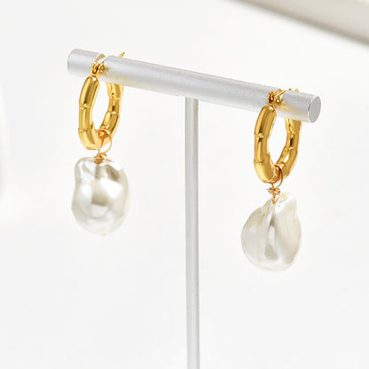 Geometric Asymmetrical Drop Earrings For Women In 201 Stainless Steel With Plastic Inlay