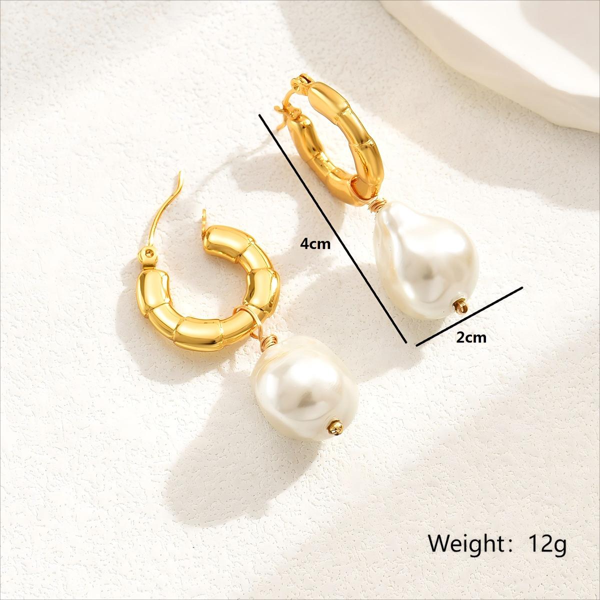 Geometric Asymmetrical Drop Earrings For Women In 201 Stainless Steel With Plastic Inlay