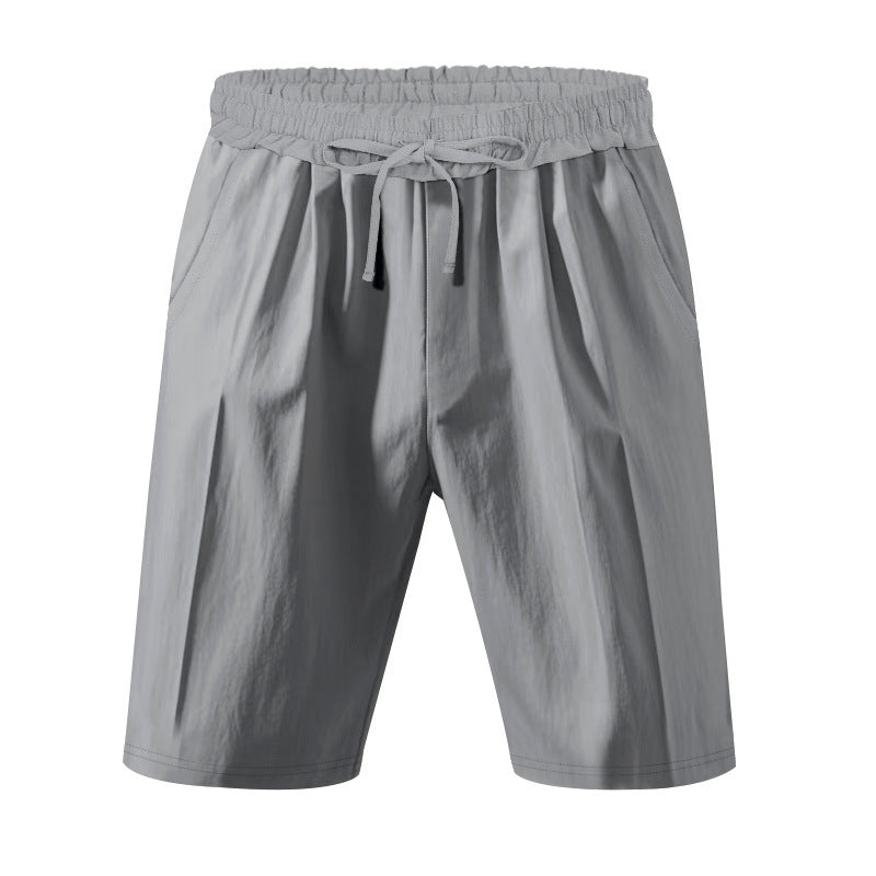 Men's Casual Khaki Linen Shorts Co-ord Set With V Neck Long Sleeve Top And Shorts