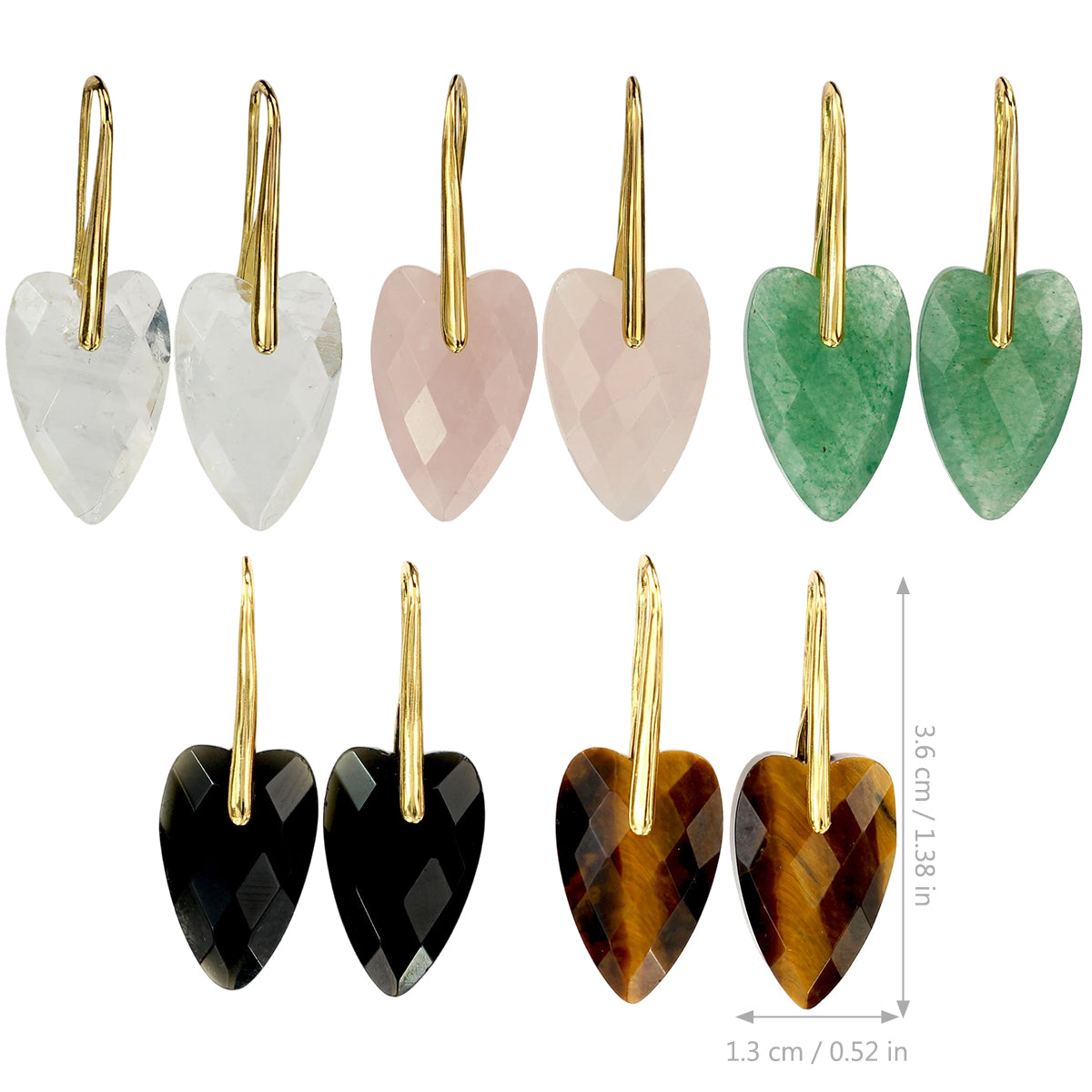 Heart Shape Two Tone Earrings For Women Featuring Natural Stone Inlay With 18K Real Gold Plated Finish
