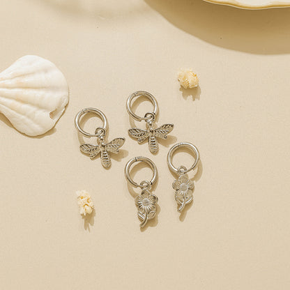 Cute Flowers Hoop Earrings For Women, Waterproof Non Tarnish 304 Stainless Steel