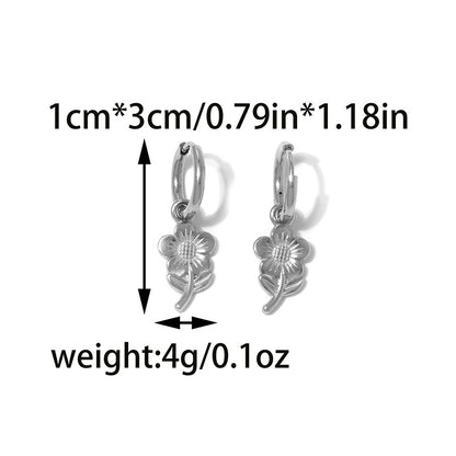 Cute Flowers Hoop Earrings For Women, Waterproof Non Tarnish 304 Stainless Steel