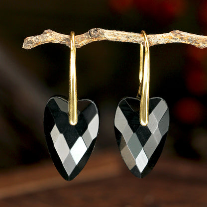 Heart Shape Two Tone Earrings For Women Featuring Natural Stone Inlay With 18K Real Gold Plated Finish