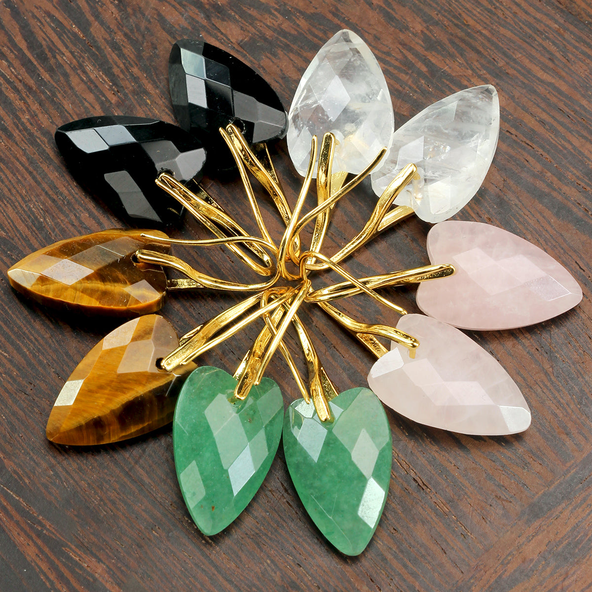 Heart Shape Two Tone Earrings For Women Featuring Natural Stone Inlay With 18K Real Gold Plated Finish