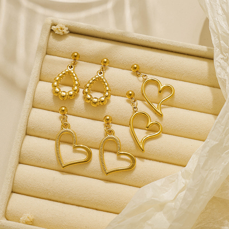 Electroplated Water Droplets Stud Earrings For Women In 304 Stainless Steel With 18K Gold Plated PVD Coating