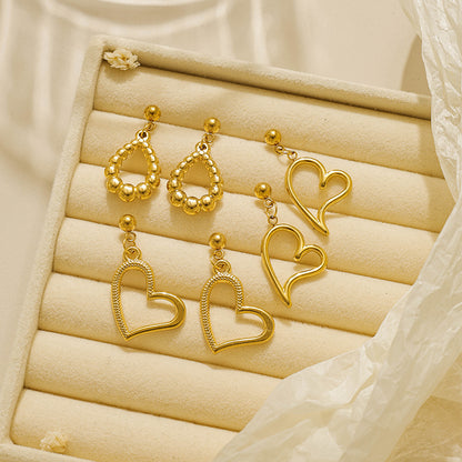 Electroplated Water Droplets Stud Earrings For Women In 304 Stainless Steel With 18K Gold Plated PVD Coating