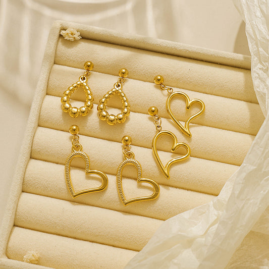 Electroplated Water Droplets Stud Earrings For Women In 304 Stainless Steel With 18K Gold Plated PVD Coating