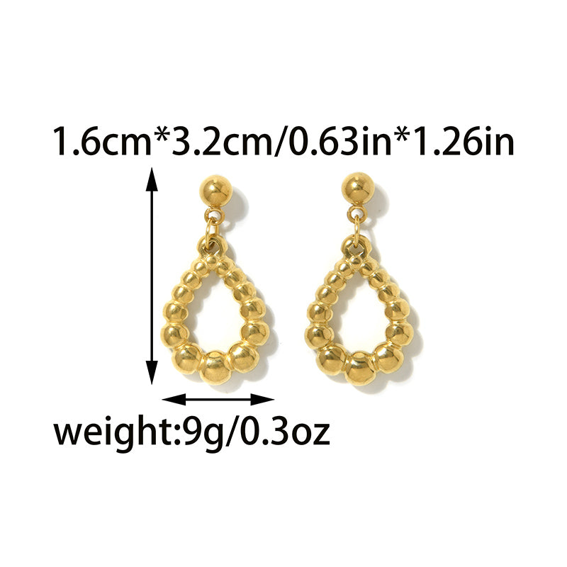 Electroplated Water Droplets Stud Earrings For Women In 304 Stainless Steel With 18K Gold Plated PVD Coating