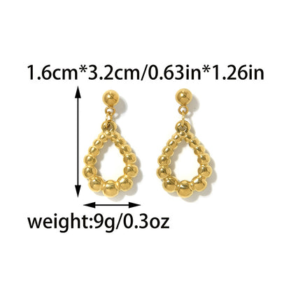 Electroplated Water Droplets Stud Earrings For Women In 304 Stainless Steel With 18K Gold Plated PVD Coating