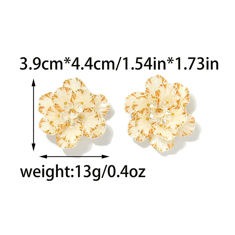 Women’s Jewelry Set Featuring Flowers Pattern With 18K Real Gold Plated PVD Coating And Acrylic Material, Waterproof Non Tarnish Finish