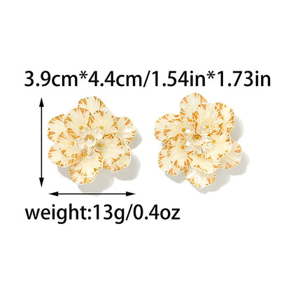 Women’s Jewelry Set Featuring Flowers Pattern With 18K Real Gold Plated PVD Coating And Acrylic Material, Waterproof Non Tarnish Finish