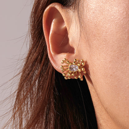 Fireworks For MAMA Festival Women Jewelry Set In 304 Stainless Steel With 18K Real Gold Plated And Rhinestones
