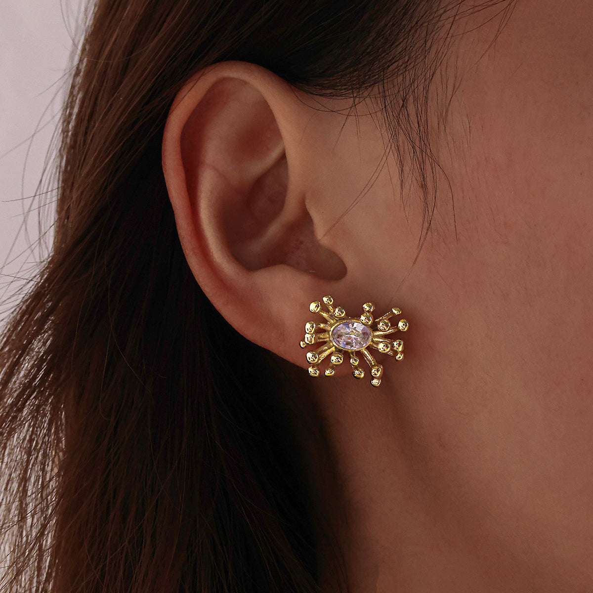 Fireworks For MAMA Festival Women Jewelry Set In 304 Stainless Steel With 18K Real Gold Plated And Rhinestones