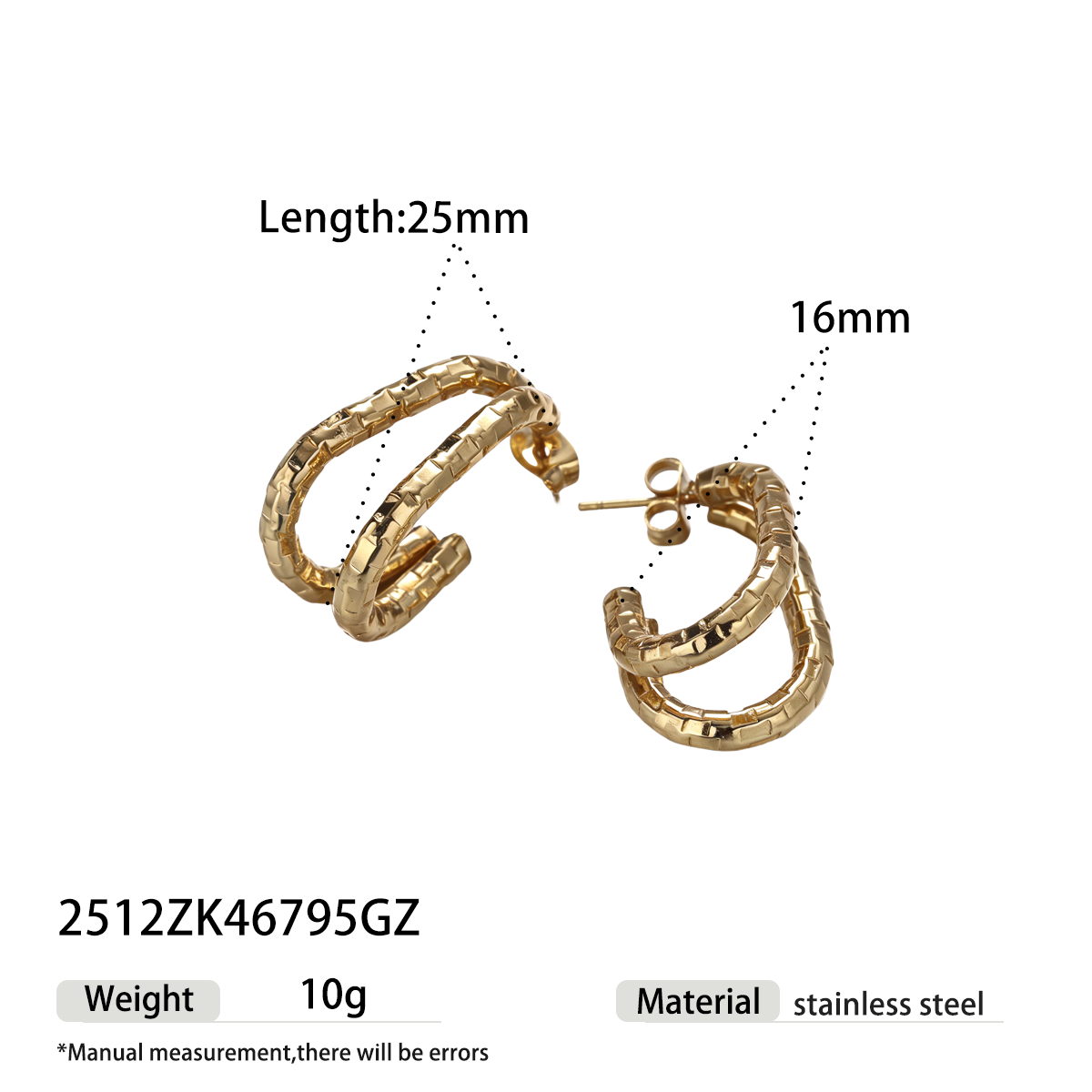 Geometric Earrings For Women Featuring Electroplated 304 Stainless Steel With 18K Real Gold Plated PVD Coating
