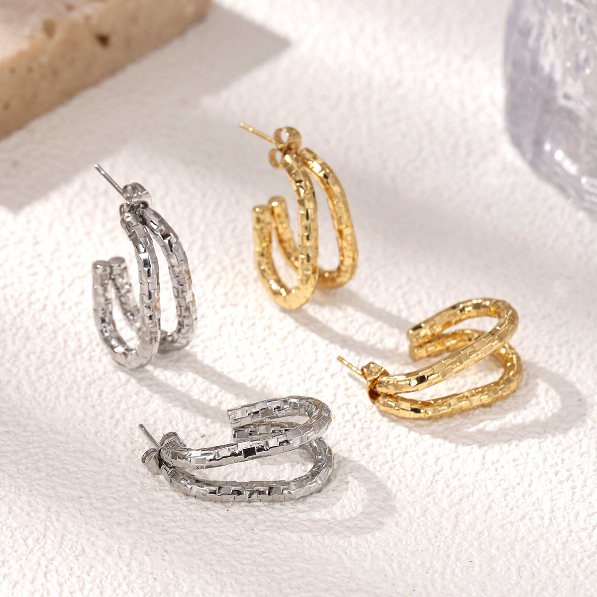 Geometric Earrings For Women Featuring Electroplated 304 Stainless Steel With 18K Real Gold Plated PVD Coating
