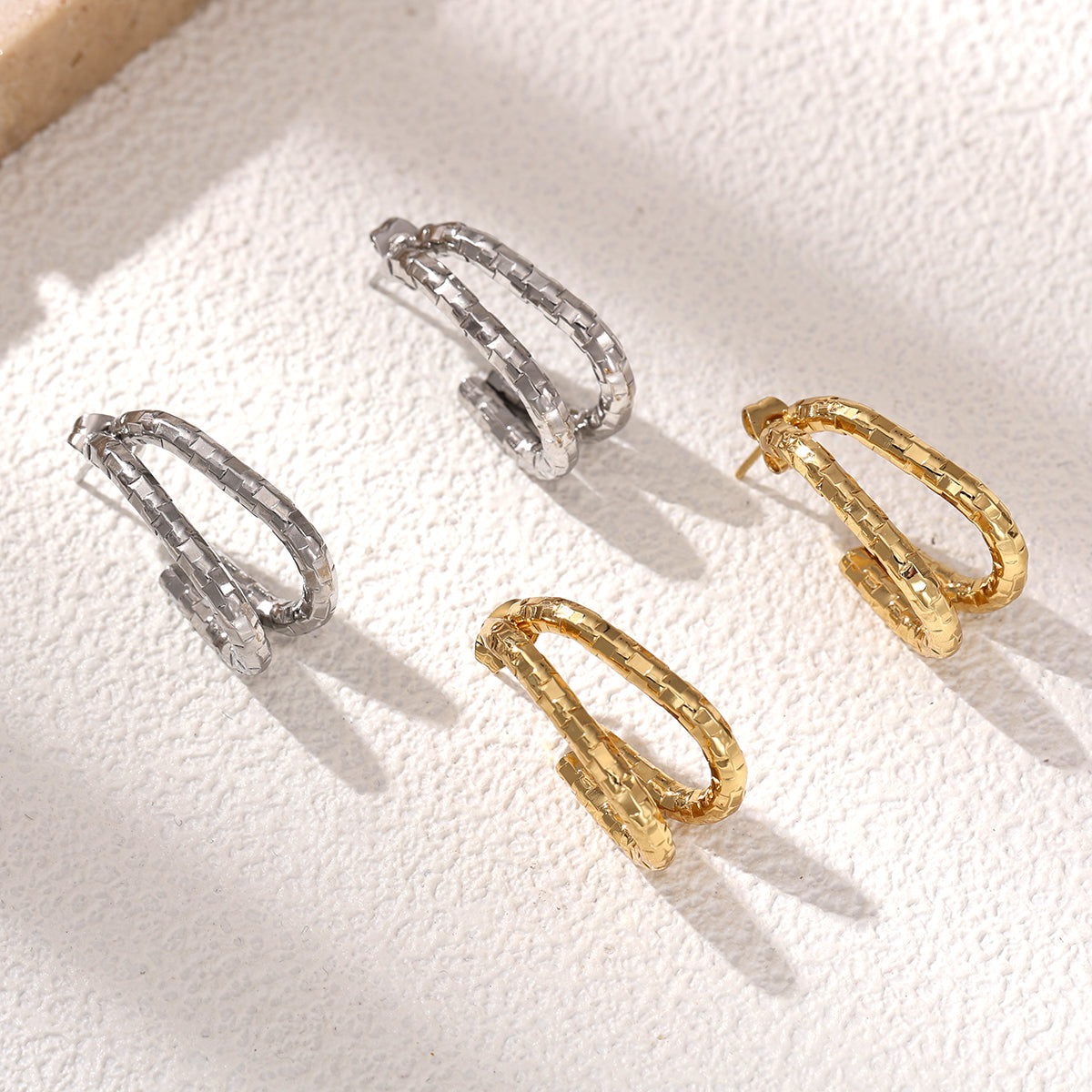 Geometric Earrings For Women Featuring Electroplated 304 Stainless Steel With 18K Real Gold Plated PVD Coating