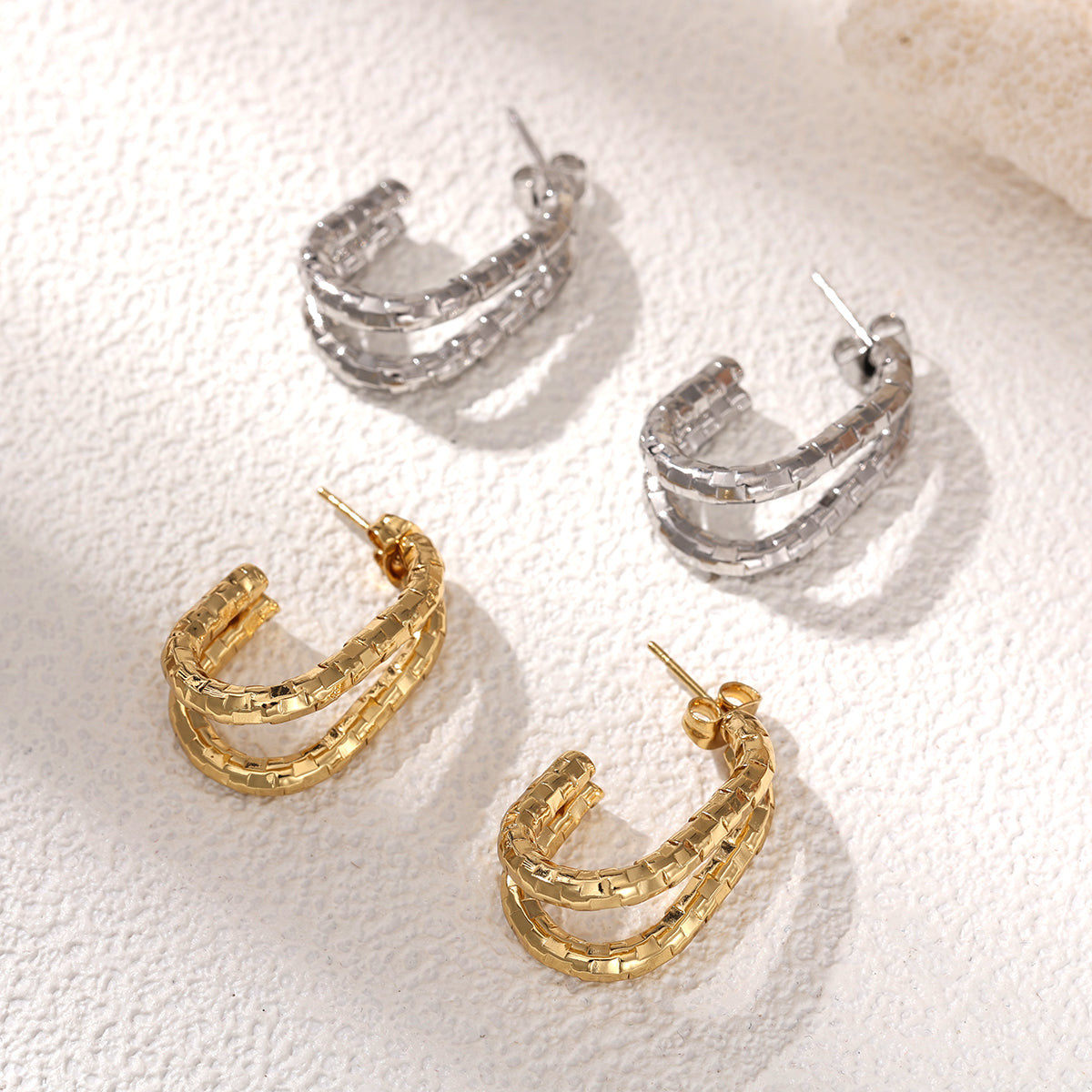 Geometric Earrings For Women Featuring Electroplated 304 Stainless Steel With 18K Real Gold Plated PVD Coating