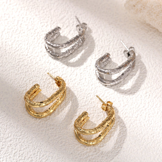 Geometric Earrings For Women Featuring Electroplated 304 Stainless Steel With 18K Real Gold Plated PVD Coating