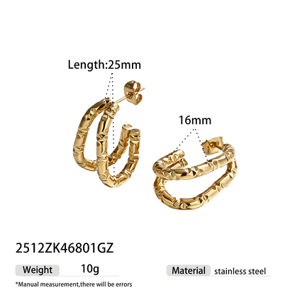 Geometric Earrings For Women Featuring Electroplated 304 Stainless Steel With 18K Real Gold Plated PVD Coating