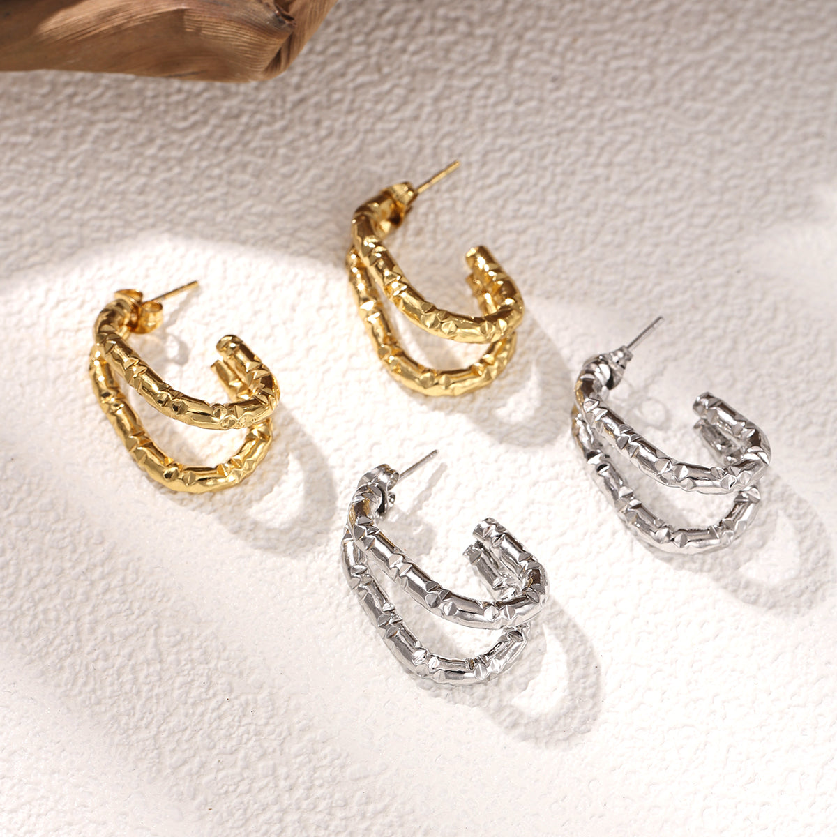 Geometric Earrings For Women Featuring Electroplated 304 Stainless Steel With 18K Real Gold Plated PVD Coating