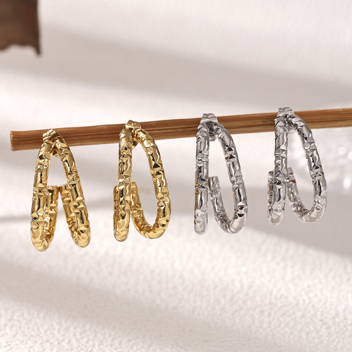 Geometric Earrings For Women Featuring Electroplated 304 Stainless Steel With 18K Real Gold Plated PVD Coating
