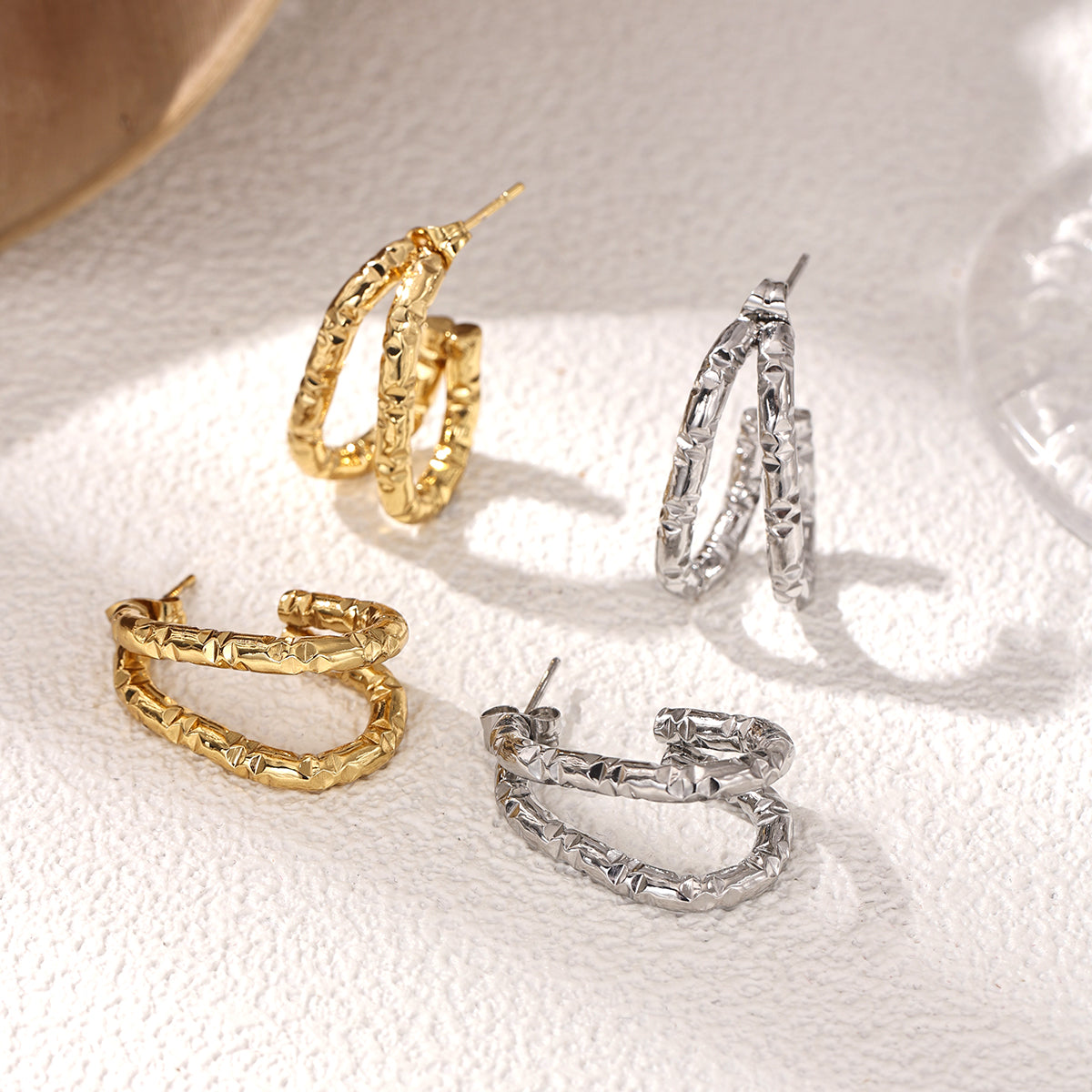 Geometric Earrings For Women Featuring Electroplated 304 Stainless Steel With 18K Real Gold Plated PVD Coating