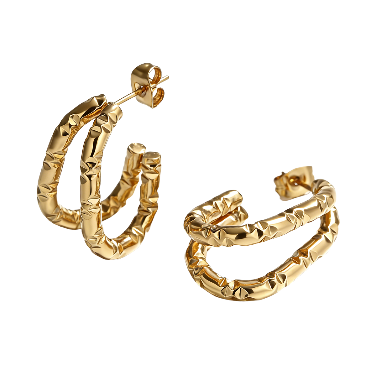 Geometric Earrings For Women Featuring Electroplated 304 Stainless Steel With 18K Real Gold Plated PVD Coating